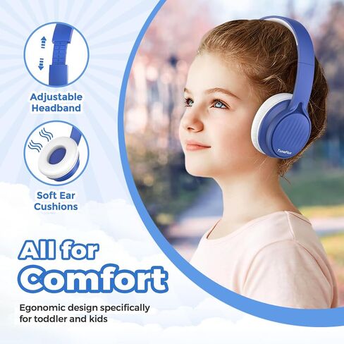 TuneFlux Kids Headphones with Cord for School, 85dB, 3.5mm Jack, Pink | Upgraded Stereo Sound, Foldable Design, Adjustable On-Ear Kids Headphones for Toddler/Boys/Girls/Tablet/Classroom/Travel in Saudi Arabia