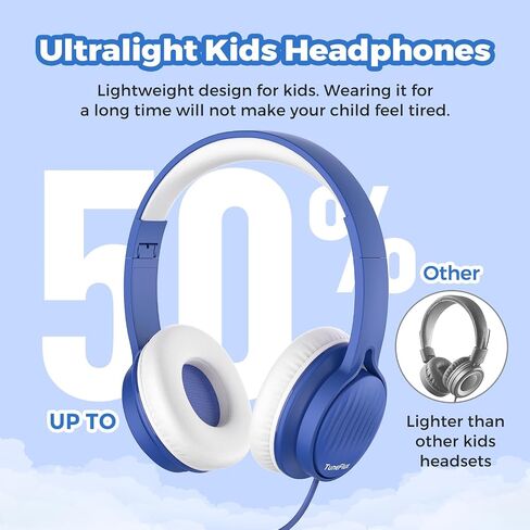 TuneFlux Kids Headphones with Cord for School, 85dB, 3.5mm Jack, Pink | Upgraded Stereo Sound, Foldable Design, Adjustable On-Ear Kids Headphones for Toddler/Boys/Girls/Tablet/Classroom/Travel in Saudi Arabia