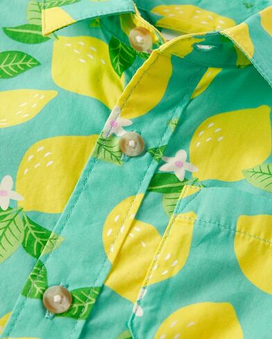 Gymboree,Boys,and Toddler Short Sleeve Button Up Dress Shirt,Blue Fish Multi,4T in Saudi Arabia