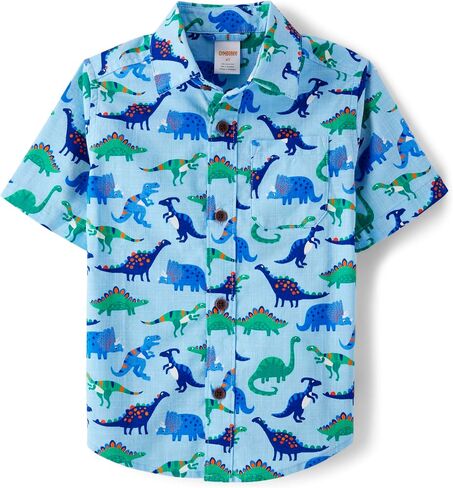 Gymboree,Boys,and Toddler Short Sleeve Button Up Dress Shirt,Blue Fish Multi,4T in Saudi Arabia