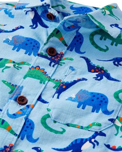 Gymboree,Boys,and Toddler Short Sleeve Button Up Dress Shirt,Blue Fish Multi,4T in Saudi Arabia