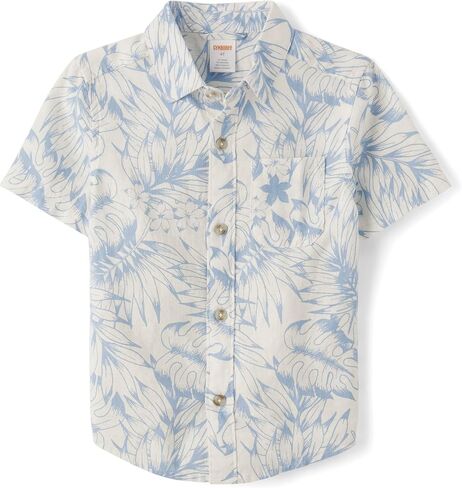 Gymboree,Boys,and Toddler Short Sleeve Button Up Dress Shirt,Blue Fish Multi,4T in Saudi Arabia