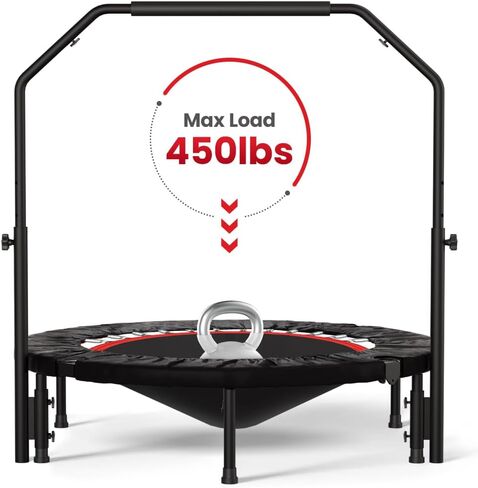 450 LBS Rebounder for Adults,40" Mini Rebounder Foldable Fitness Rebounder with Adjustable Foam Handle, Rebounder Jumping Cardio Trainer for Indoor/Outdoor Exercise Workout in Saudi Arabia