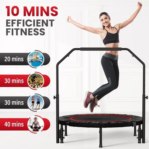 450 LBS Rebounder for Adults,40" Mini Rebounder Foldable Fitness Rebounder with Adjustable Foam Handle, Rebounder Jumping Cardio Trainer for Indoor/Outdoor Exercise Workout in Saudi Arabia
