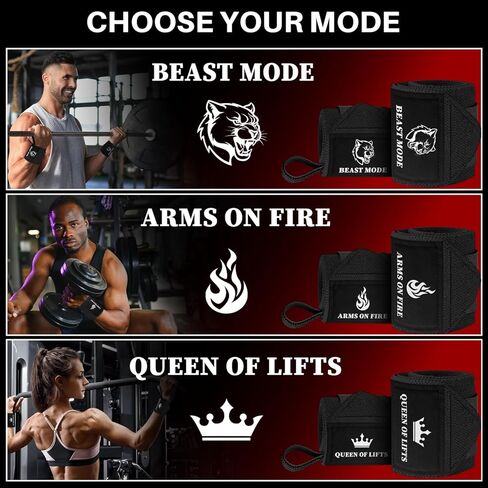 TECEUM لفافات المعصم لرفع الأثقال مع حلقة الإبهام - دعامات تمرين المعصم شديدة التحمل للرجال والنساء - مثالية لرفع الأثقال وتدريب القوة وكمال الأجسام in Kuwait