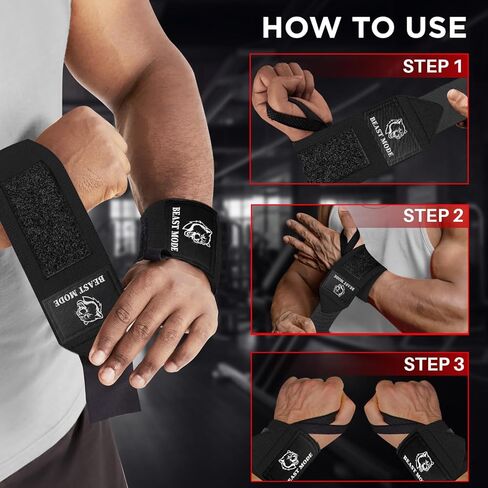 TECEUM لفافات المعصم لرفع الأثقال مع حلقة الإبهام - دعامات تمرين المعصم شديدة التحمل للرجال والنساء - مثالية لرفع الأثقال وتدريب القوة وكمال الأجسام in Kuwait