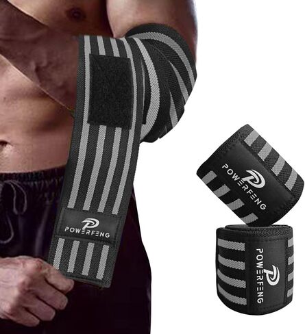 Elbow Wraps for Weightlifting：Elbow Sleeve Support for Bench Press, Cross Training & Powerlifting - Elbow Straps for Weightlifting Gym Men Women in Kuwait