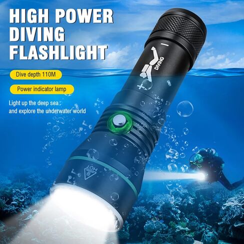 WINDFIRE Dive Lights Scuba Diving Flashlight, 5000LM Scuba Dive Light Rechargeable, IPX8 Waterproof Flashlight Underwater Lights, 3 Modes Diving Torch with Power Indicator for Night Diving in Kuwait