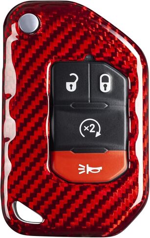 Real Carbon Fiber Key Fob Cover for Jeep, Key Fob Protector Fits for Jeep Wrangler JL JLU Rubicon Sahara JLU Gladiator JT Remote Control Key Accessories 2018-2024 (Black) in Kuwait