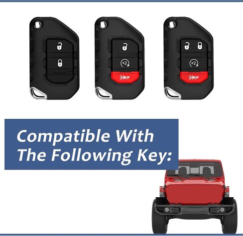 Real Carbon Fiber Key Fob Cover for Jeep, Key Fob Protector Fits for Jeep Wrangler JL JLU Rubicon Sahara JLU Gladiator JT Remote Control Key Accessories 2018-2024 (Black) in Kuwait