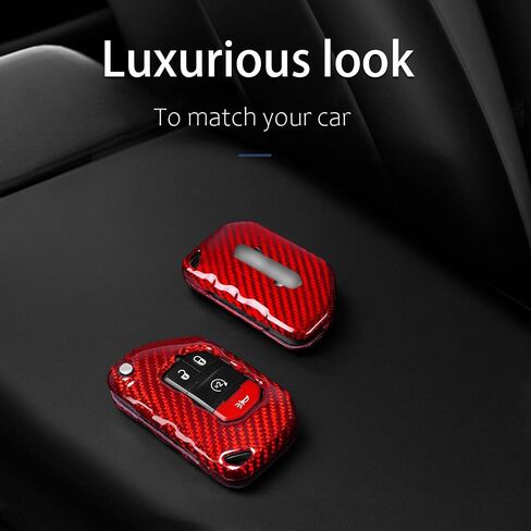 Real Carbon Fiber Key Fob Cover for Jeep, Key Fob Protector Fits for Jeep Wrangler JL JLU Rubicon Sahara JLU Gladiator JT Remote Control Key Accessories 2018-2024 (Black) in Kuwait