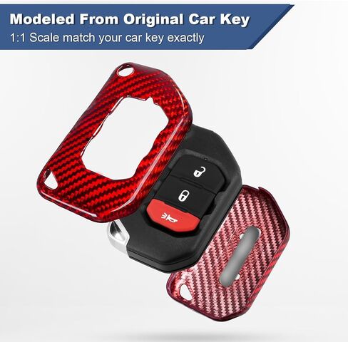 Real Carbon Fiber Key Fob Cover for Jeep, Key Fob Protector Fits for Jeep Wrangler JL JLU Rubicon Sahara JLU Gladiator JT Remote Control Key Accessories 2018-2024 (Black) in Kuwait