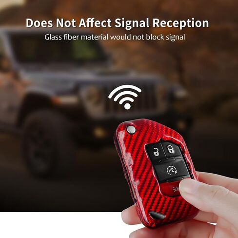 Real Carbon Fiber Key Fob Cover for Jeep, Key Fob Protector Fits for Jeep Wrangler JL JLU Rubicon Sahara JLU Gladiator JT Remote Control Key Accessories 2018-2024 (Black) in Kuwait
