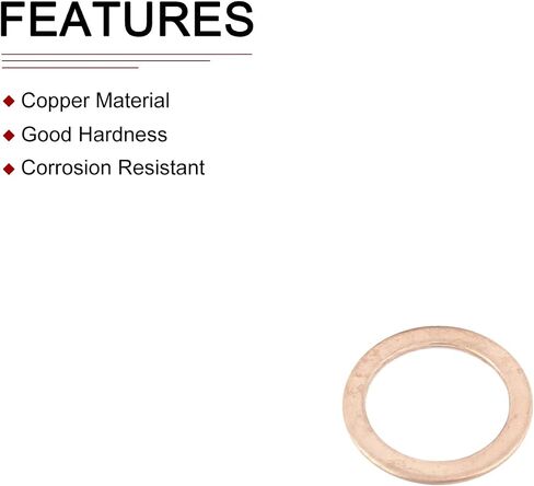 16mmx22mmx1mm(IDxODxT) Flat Copper Sealing Washers - 10Pack - Good for Industrial Machinery M16 Screws - Copper Flat Ring Gasket in Saudi Arabia