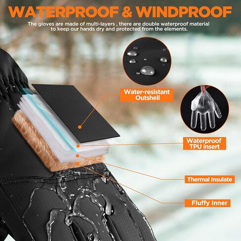 rivmount Winter Waterproof Ski Snow Warm Gloves for Women Men, Windproof Cold Weather Thermal with Touchscreen Fingers, for Running Driving Cycling Hiking Biking Outdoor Sports Daily Work in Saudi Arabia