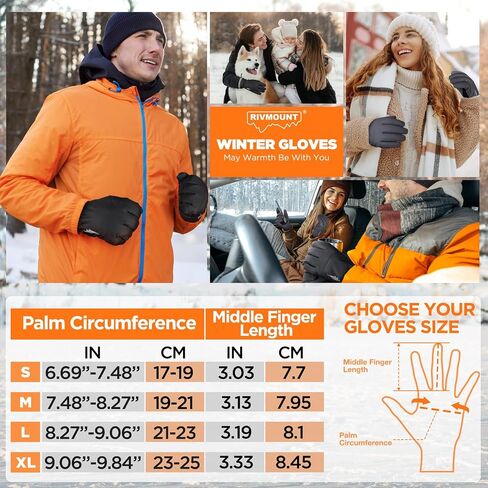 rivmount Winter Waterproof Ski Snow Warm Gloves for Women Men, Windproof Cold Weather Thermal with Touchscreen Fingers, for Running Driving Cycling Hiking Biking Outdoor Sports Daily Work in Saudi Arabia
