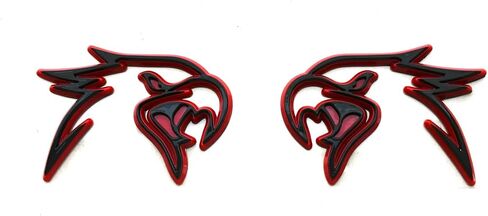 Pair Custom HELLHAWK Emblem Replacement for Trackhawk Fender Door 3D Badge Hellcat Style Head (Red) in Saudi Arabia