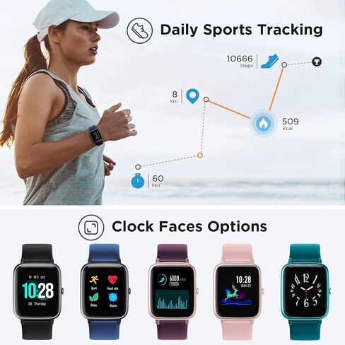 Smart Watch for Android/Samsung/iPhone, Activity Fitness Tracker with IP68 Waterproof for Men Women & Kids, Smartwatch with 1.3" Full-Touch Color Screen, Heart Rate & Sleep Monitor, Blue in Saudi Arabia