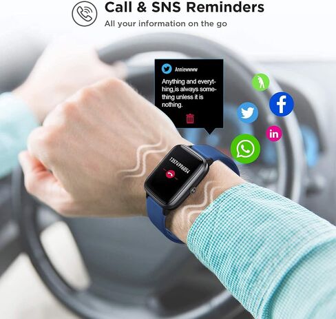 Smart Watch for Android/Samsung/iPhone, Activity Fitness Tracker with IP68 Waterproof for Men Women & Kids, Smartwatch with 1.3" Full-Touch Color Screen, Heart Rate & Sleep Monitor, Blue in Saudi Arabia