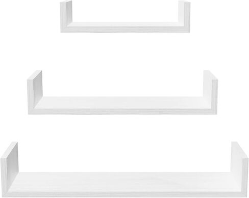 أرفف عائمة كبيرة جدًا من سريواتانا، مجموعة أرفف حائط حديثة مكونة من 3 أرفف مثبتة على الحائط للحمام وغرفة النوم وغرفة المعيشة والمطبخ والغسيل وديكور الحائط وحامل العرض (أبيض مغسول) in Kuwait