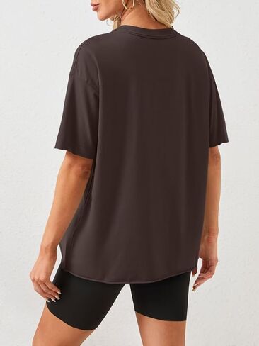 Womens Oversized T Shirts Loose Fit Crewneck Short Sleeve Tee Roll Hem Summer Tops for Women 2024 in Saudi Arabia
