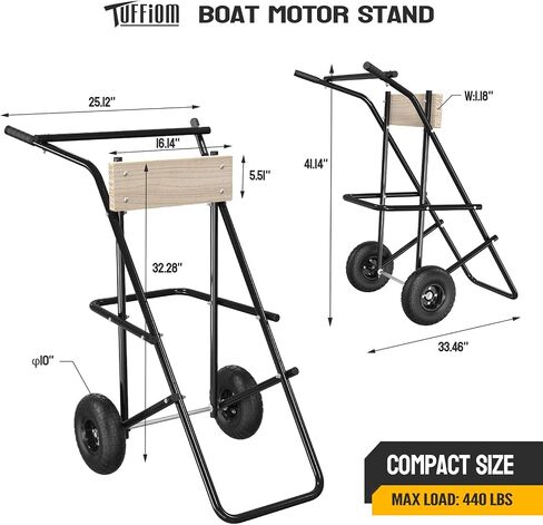 TUFFIOM Outboard Boat Motor Stand, Folding Engine Stand Carrier Cart w/2 Wheels, Boat Motor Dolly Support Stand 440lbs Capacity for Motor Storage Repair Maintenance in Saudi Arabia