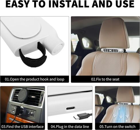 Car Backseat Cooling Fan,Portable Car Back Fans,Cooler USB Car Fan with 3 Speeds, Adjustable Wind Speeds Cooling Tool, Portable Backseat Vehicle Fan for Sedans, SUV Truck and Cars (Beige) in Saudi Arabia