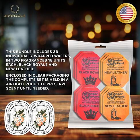 AROMAQUE's Bundle of Wonder Wafers Black Royale Scent Wafers 24 count Individually Wrapped with AROMAQUE's Air Freshner. in Saudi Arabia