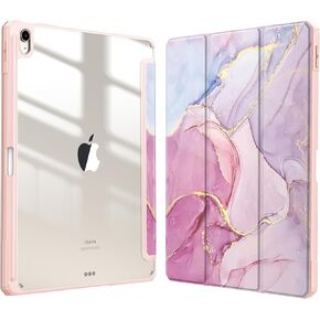 Fintie Hybrid Slim Case for iPad Air 13-inch (M2) 2024, [Built-in Pencil Holder] Shockproof Cover with Clear Transparent Back Shell, Lilac Purple