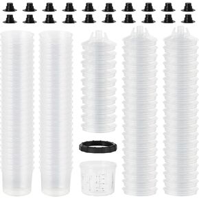 Disposable Paint Spray Gun Cups Liners and Lid System 27 Ounce (800ml)Kit with 45 Cup Liners, 45 Lids with 125 Micron Strainer, 10 Plugs and 1 Hard Cup with Retainer Ring for Primers, Coatings.