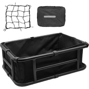 TSMST Bike Basket Rear, Heavy Duty Metal Bicycle Basket with Waterproof Cover, Matte Black, Basket for Electric Bike in Kuwait