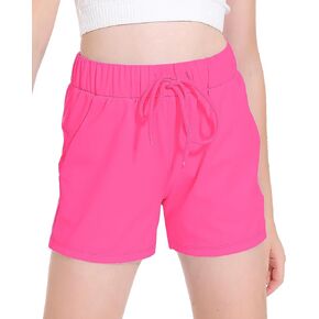QooNoo Girls Athletic Shorts with Pockets Tennis Shorts for Girl High Waist Running Shorts for Teen Kid
