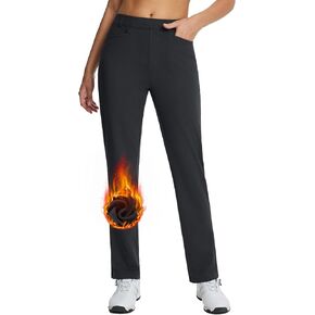 BALEAF Women's Golf Pant Belt Loops Fleece Lined Pants for Women Pockets Travel Work Casual