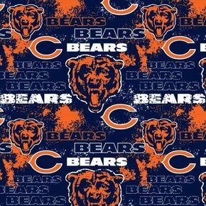 Chicago Bears Cotton Fabric - NFL Team Logo Cotton Fabric by The Yard, Fat Quarter, Half Yard, 1 Yard, 2 Yard Cuts