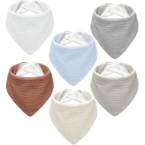 Muslin Baby Bibs,8 Pack, Baby Bandana Drool Bibs 100% Cotton for Baby Boy Girl,Solid Colors Bib for Drooling Teething (Unisex Baby)