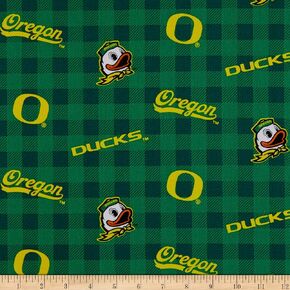 NCAA Oregon Ducks Buffalo Plaid Cotton, Quilting Fabric by the Yard