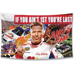 If You Ain't 1st First You're Last Flag for Talladega Nights Ricky Bobby，3x5 Feet Flag Funny Poster Durable Man Cave Wall Flag with Brass Grommets This beautiful entertaining banner flag for College