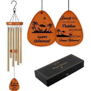 Wind Chime Retirement Gifts for Men, Women, Employee, with Black Aluminum Tubes and Wooden Accents in Saudi Arabia