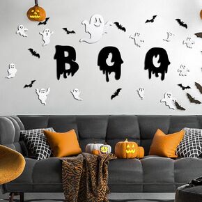 Halloween Ghost Wall Decor -12Pcs 3D Cute Ghost Stickers Window for Halloween Home Decorations Self-Adhesive White Ghost Decals for Halloween Eve Party Decor Indoor Room Decor in Kuwait