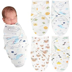 4 Pcs Preemie Baby Swaddle Preemie Swaddle Wrap Adjustable Swaddle Blanket Preemie Size Newborn Cotton Swaddle Blanket for Preemie Boys Girls Sleep (Bear Style,Fit for Preemies)