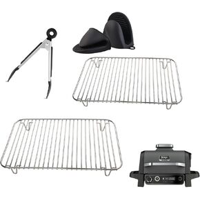2PCS Woodfire Grill Accessories for Ninja Grill & Smoker,Stainless Steel Non-Stick Barbecue Cooking Grill Stand and Operating Tool Compatible with Ninja Woodfire Outdoor Grill OG701 OG751 Accessories