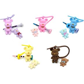 Premium Golf Tee Hangers Silicone- 3-1/4" Adjustable Height Tee - Tee Loss Prevention- Excellent Golf Accessory Gift- Golf Tees Holder- Durability and Stability (Bow Tie Bear 5 Sets)