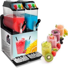 Kolice Commercial Double 12L Tanks Slushie Machine, Magarita ice Slush Machine, Frozen Beverage Making Machine, Cold Drink Dispenser Macihne