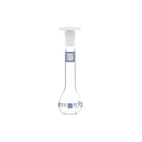 Eisco Volumetric Flask, 10mL - Class A - Borosilicate Glass, Polyethylene Stopper, 10/19 Socket - QR Code Marking for Calibration Certificate