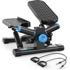 Steppers for Exercise at Home, Twist Stepper with 350LBS Loading Capacity, Mini Stepper with Resistance Bands, Hydraulic Fitness Stair Stepper for Home with LCD Monitor