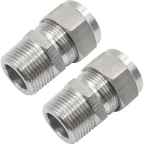 Stainless Steel 304 Compression Adapter 8mm OD x 1/4" NPT Male Tube Fitting, Pack of 2