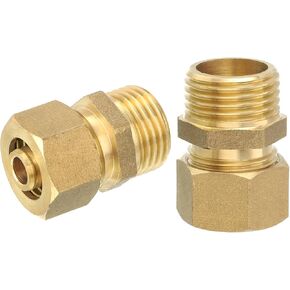 uxcell 4Pcs Brass Compression Tube Fitting, 18mm Tube OD x G1/2 Male Connector Straight Coupling Adapter Union Fittings