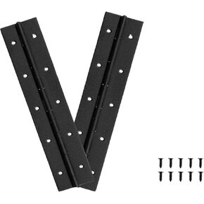 10-Inch Black Continuous & Piano Hinges - 2 PCS Heavy Duty Stainless Steel Butt Hinges with Hole - 0.05" Thickness, 2" Open Width - Ideal for Folding Cabinet Doors