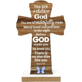 Qswo Wooden Crosses,Christians Cross Wall Decor,Rustic Cross Wall Decor,Faith Bible Verse Wooden Crosses,Vintage Cross Wall Art for Church Home Room Easter Party