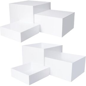 6 Pcs Acrylic Risers Display Stands, Food Risers for Buffet Tables, White Acrylic Box Display Nesting Risers Dessert Table Display Set for Buffet, Wedding, Event, Birthday Party